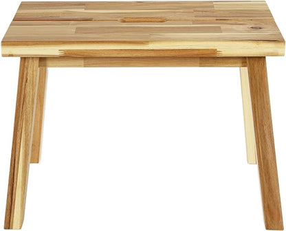 Bench 100% Solid Acacia Wood, Backless, Wax Galvanized Finish, Easy Assembly, End Table Wooden Bench Furniture for Plant, Dining Room, Entryway, Indoor (26 inches)