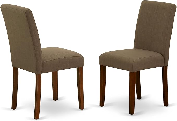 East West Furniture CAAB5-MAH-18 5 Piece Modern Dining Table Set Includes a Rectangle Wooden Table and 4 Coffee Linen Fabric Upholstered Parson Chairs, 36x60 Inch, Mahogany