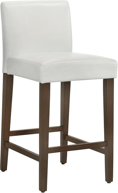 CHITA Counter Height Bar Stools Set of 2, 27" H Seat Height Upholstered Barstools, PU Leather in White