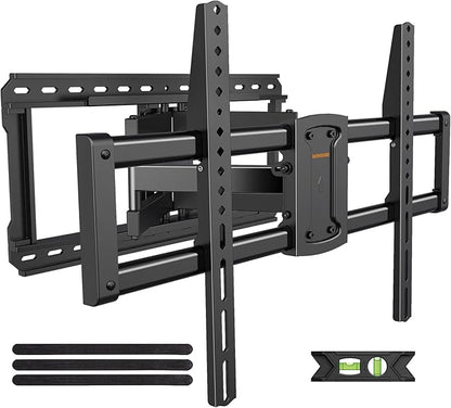 Full Motion 75 85 86 90'' TV Wall Mount Bracket, Loads 150 lbs Heavy Duty TV Mount, Swivel Tilt Extension Level, Complete Metal Bars & Wall Plate, up to 600x400mm VESA & 24'' Wood Studs