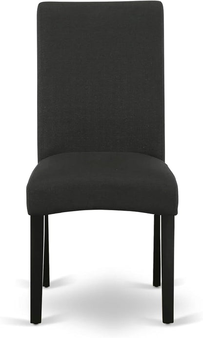 East West Furniture V627DR124-6 6 Piece Dinette Set Contains a Rectangle Dining Table with V-Legs and 4 Black Color Linen Fabric Parson Chairs with a Bench, 40x72 Inch, Multi-Color