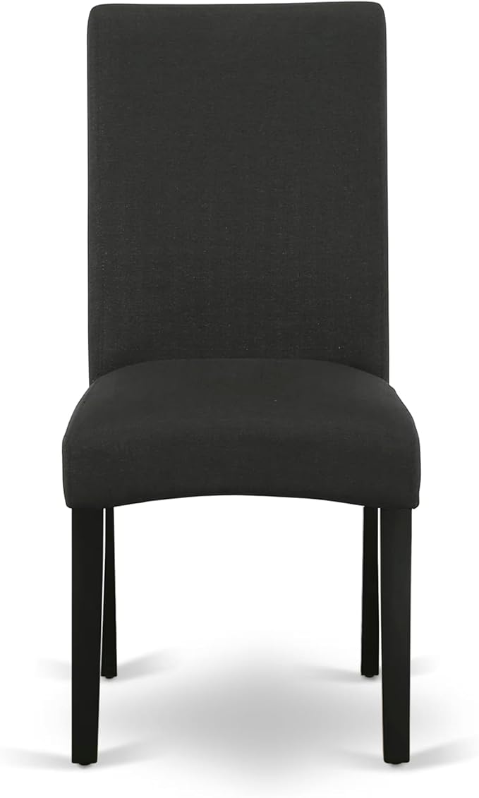 East West Furniture V677DR124-5 5 Piece Dining Room Table Set Includes a Rectangle Kitchen Table with V-Legs and 4 Black Color Linen Fabric Parson Dining Chairs, 40x72 Inch, Multi-Color