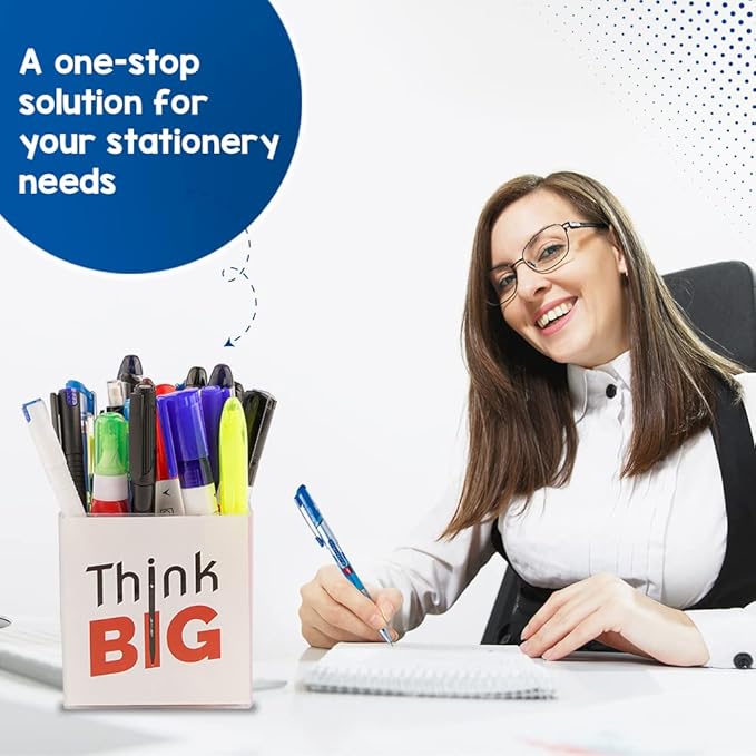 Cello Desk Station, Assorted office stationery items| Ball Pens, Marker, Highlighters |23 Stationery items & 1 pen stand| Ideal for office and home use, Multicolor | Best pen for Exam(Plastic)