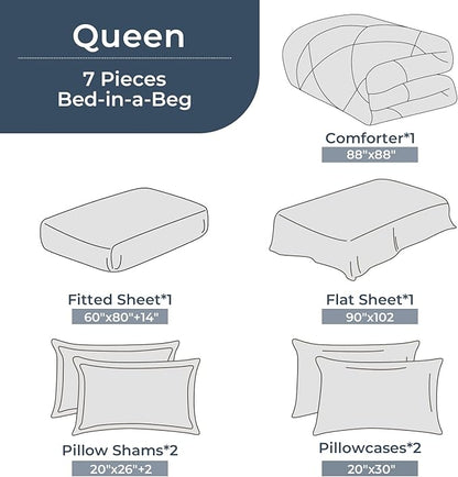 HEVUMYI Red Queen Comforter Set - 7-Piece All Season Bed in a Bag Queen, Ultra Soft Bedding Set with Comforter, Flat Sheet, Fitted Sheet, Pillowcases, Pillow Shams