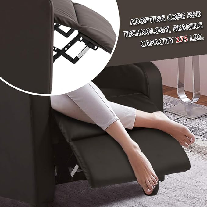 BestMassage | Recliner Chair | with 2 Point Massage Function | Pu Brown | with Lumbar Support, Adjustable Push Back, Footrest & Padded Seat | Easy Assembly | for Living Room, Home Theatre