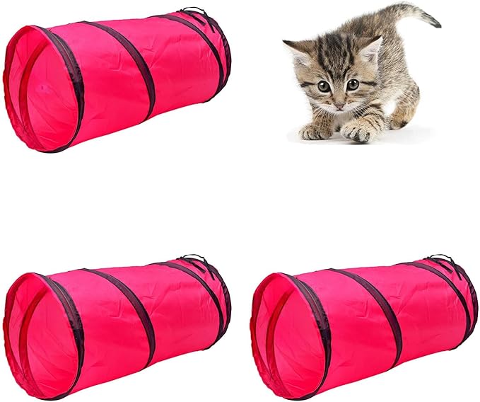 Foldable Spiral Cat Tunnel - Indoor Toy for Small Cats, Kittens, and Rabbits - Tube for Interactive Play and Outdoor Fun - Pet Activity Toy 20" 3 Pcs
