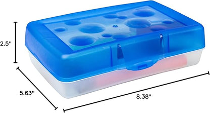 Storex Pencil Case, 8.38 x 5.63 x 2.5 Inches, Opaque Blue, Box of 12 (61623A12C)