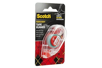 Scotch 6061 Scotch Double Sided Adhesive Roller Tape Runner, Permanent, Acid-Free, Photo-Safe Adhesive for Scrapbooking, Photo Mounting, and Crafts, 0.27 in x 26 ft per Roller, Pack of 4