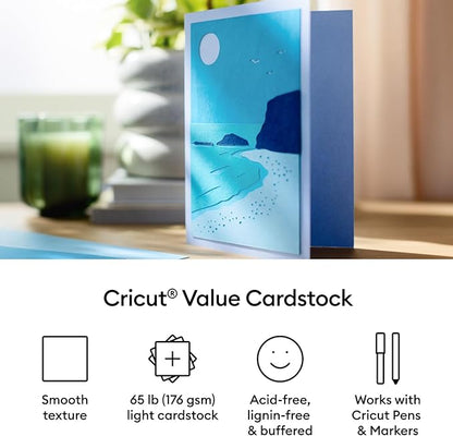Cricut Value Cardstock Paper, Ocean Sampler - 80 sheets (8.5" x 11") - Compatible with Joy Xtra, Explore, & Maker Machines - Letter Size