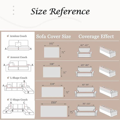 Couch Cover for Dogs Washable Sofa Cover, Sectional Couch Covers, Sofa Covers for 2 Cushion Couch, Non Slip Stripe Sofa Slipcovers Furniture Protector, Couch Protector from Cat Claws, Beige,75''x150''
