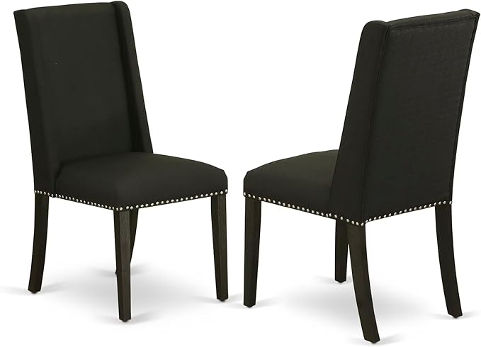 East West Furniture V627FL624-5 5 Piece Kitchen Table & Chairs Set Includes a Rectangle Dining Room Table with V-Legs and 4 Black Linen Fabric Upholstered Chairs, 40x72 Inch, Multi-Color