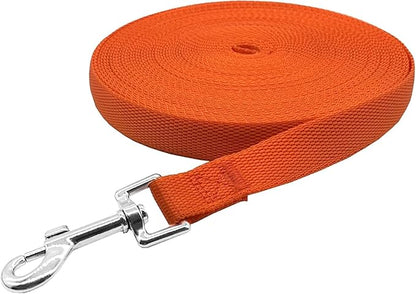 Nylon Training Dog Leash for Small Medium Large Dogs, 15ft 20ft 30ft 50ft 100ft Long Leash Dog/Puppy Lead for Obedience Recall Training, Camping