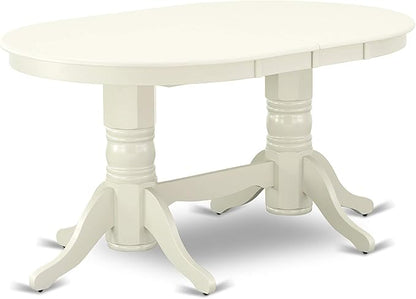 East West Furniture VAVA9-LWH-C 9 Piece Dining Set Includes an Oval Dining Room Table with Butterfly Leaf and 8 Linen Fabric Upholstered Kitchen Chairs, 40x76 Inch, Linen White