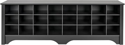 Prepac 24 Pair Shoe Cubby Bench, Entryway Bench, Mud Room Organization and Storage Bench for up to 24 Pairs of Shoes, Black, 15.5"D x 60"W x 20.25"H