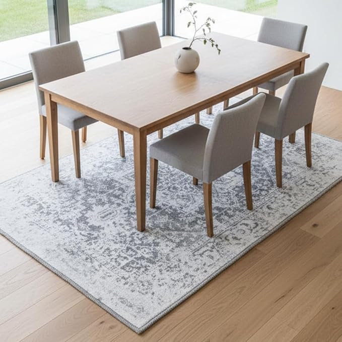 Muddy Mat짰 Frostbell 5ft x 7ft Washable Area Rugs for Living Room, Bedroom & Dining Room ??Modern Soft Low Pile Non Slip Carpet ??Pet Friendly Waterproof Foldable Rugs for Home