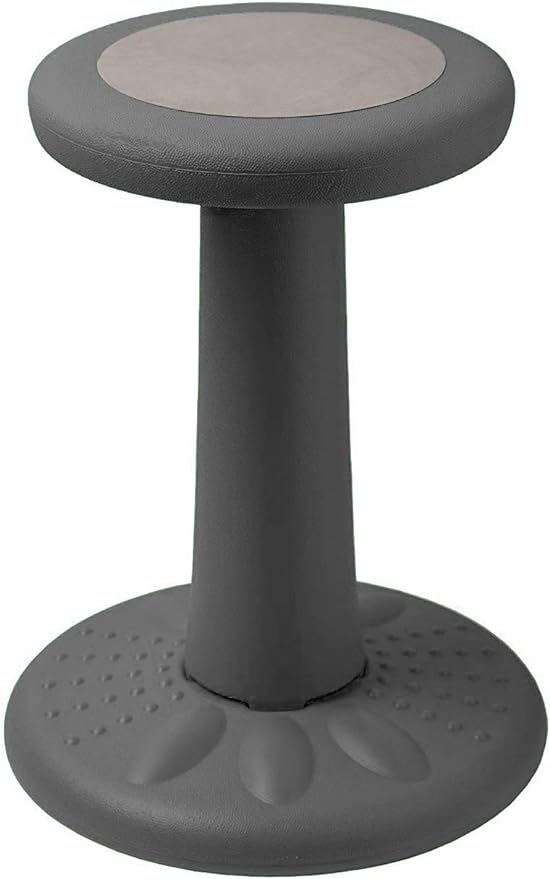 ActiveChairs Kids Wobble Stool, Flexible Classroom Seating Improves Focus, Posture & Helps ADHD/ADD. Get The Wiggles Out Active Fidget Desk Chairs, Pre-Teen 17.75" Chair, Ages 7-12, Grey