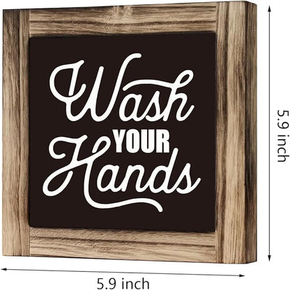 Bathroom Sign Decor, Wash Your Hands Sign, Rustic Wooden Tabletop Decor Sign, Washroom Wooden Block Sign, Freestanding Restroom Sign, Farmhouse Decor, Toilet Humor, Bathroom Table Art Prints