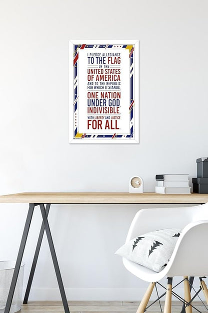 Trends International The United States Of America - Pledge Of Allegiance Wall Poster, 14.725" x 22.375", White Framed Version