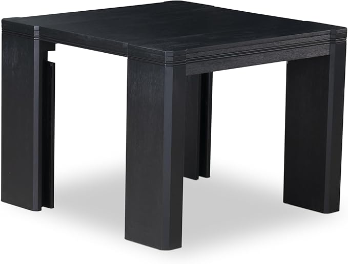 X07EL-B06-35 - 9-piece Dining Room Table Set a Rectangular Kitchen Table with a wooden Bench and 7 Doeskin Linen Fabric Dining Chair, 39x120 Inch, Wire Brushed Black