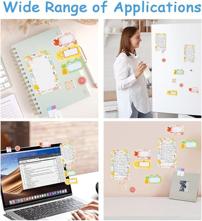 QPIXVB Fruit Sticky Notes Set,Sticky Tabs,Kawaii Stickers,Gifts for College Students,High School Supplies,Office Gifts,Pastel School Supplies,Cute Desk Accessories,Fruit Divider Tabs Bundle