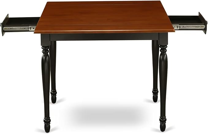 East West Furniture MZDA5-BCH-W 5 Piece Dining Room Furniture Set Includes a Rectangle Kitchen Table with Dropleaf and 4 Dining Chairs, 36x54 Inch, Black & Cherry