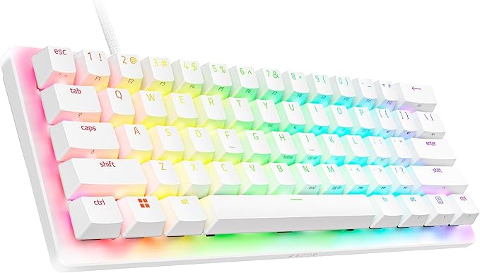 Razer Huntsman V3 Pro Mini 60% Esports Gaming Keyboard: Analog Optical Switches Snap Tap - Rapid Trigger - Adjustable Actuation - Dual-Purpose Mod Keys - Doubleshot PBT Keycaps - White
