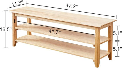 XKZG Storage Bench Wooden Shoe Rack Bench Simple Style Wood Entryway Bench (Natural,47.2")