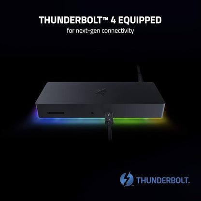 Razer Thunderbolt 4 Dock: 10 Ports in 1 - Dual 4K or Single 8K Video Output - USB A and C Hub, 2.5 GbE Thunderbolt 3, Mac, and PC Compatible - Thunderbolt 4 Certified - Passthrough Charging - Chroma