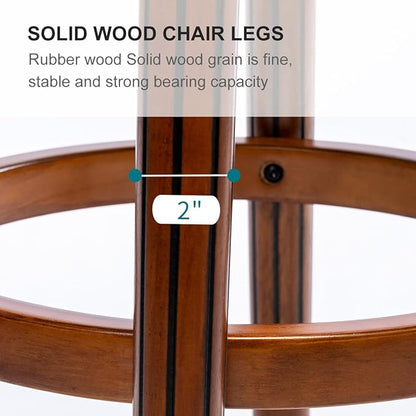 Cow top Leather Wooden Bar Stools, 29.5" Bar Height Bar Chair with Back, 180 Degrees Swivel Barstools Chair for Home Kitchen Counter,Dining Room, Restaurant,Study and Pub,2pcs(Brown)