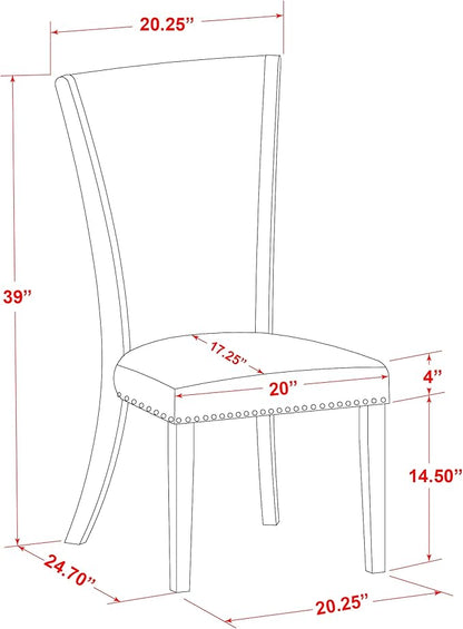 East West Furniture V727VE703-6 6 Piece Dining Room Table Set Contains a Rectangle Kitchen Table with V-Legs and 4 Brown Linen Fabric Parson Chairs with a Bench, 40x72 Inch, Multi-Color