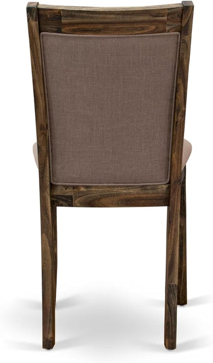 East West Furniture V727MZ748-9 9 Piece Dining Room Furniture Set Includes a Rectangle Dining Table with V-Legs and 8 Coffee Linen Fabric Parsons Chairs, 40x72 Inch, Multi-Color