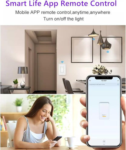 Nexete 3-Way Smart Wi-Fi Wall Light Switch Work with Amazon Alexa Google Assistant, Timing Function No Hub Required (3 Way Smart Switch 1- Pack)
