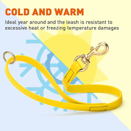 Viper Biothane K9 Working Dog Leash Waterproof Lead for Tracking Training Schutzhund Odor-Proof Long Line with Solid Brass Snap for Puppy Medium and Large Dogs 20in, Lemon Yellow