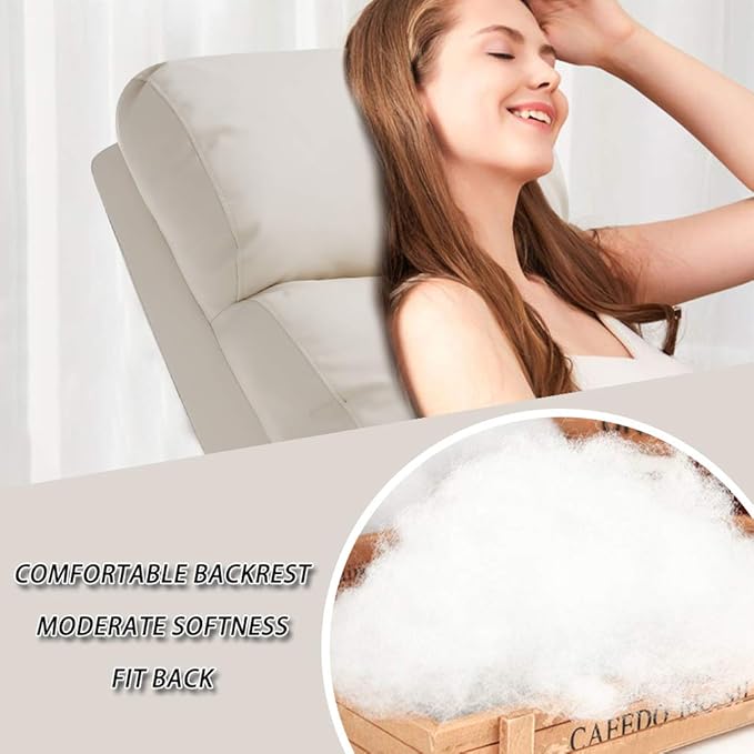 BestMassage | Recliner Chair | with 2 Point Massage Function | Pu Beige | with Lumbar Support, Adjustable Push Back, Footrest & Padded Seat | Easy Assembly | for Living Room, Home Theatre