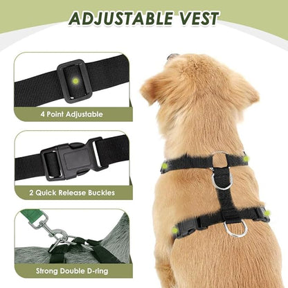 Lukovee Dog Seat Belt for Car, Adjustable Dog Car Harness for Large Medium Small Dogs, Soft Padded & Breathable Mesh Dog Seatbelt with Car Strap and Carabiner (Green,M)