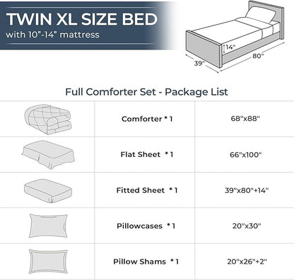 HEVUMYI Purple Twin-XL Comforter Set - 5-Piece All Season Bed in a Bag Twin-XL, Ultra Soft Bedding Set with Comforter, Flat Sheet, Fitted Sheet, Pillowcases, Pillow Shams, Lavender Purple
