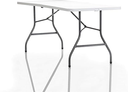 Cosco 6ft Fold-in-Half Blow Molded Folding Table, Indoor/Outdoor, Comfort Handle, Lightweight Plastic Construction - White