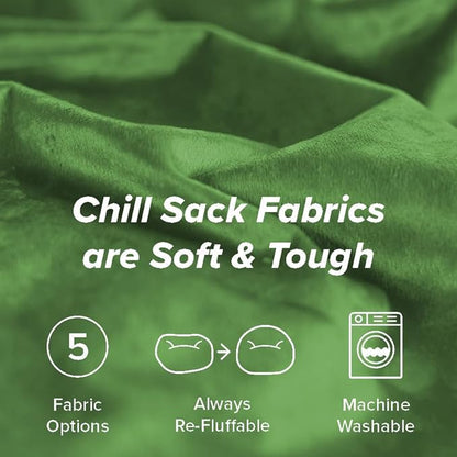 Chill Sack Bean Bag Chair - 5' Giant Memory Foam Lounge Chair with Soft Microfiber Cover – Cozy Furniture for Living Room, Dorm, & Kids' Rooms – Comfortable 5 Ft, Microsuede Lounge Sofa, Lime