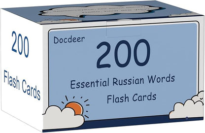 200 Essential Russian Words Vocabulary Flash Cards Flashcard for Beginners Adults | Learn Russian for Beginners Adult