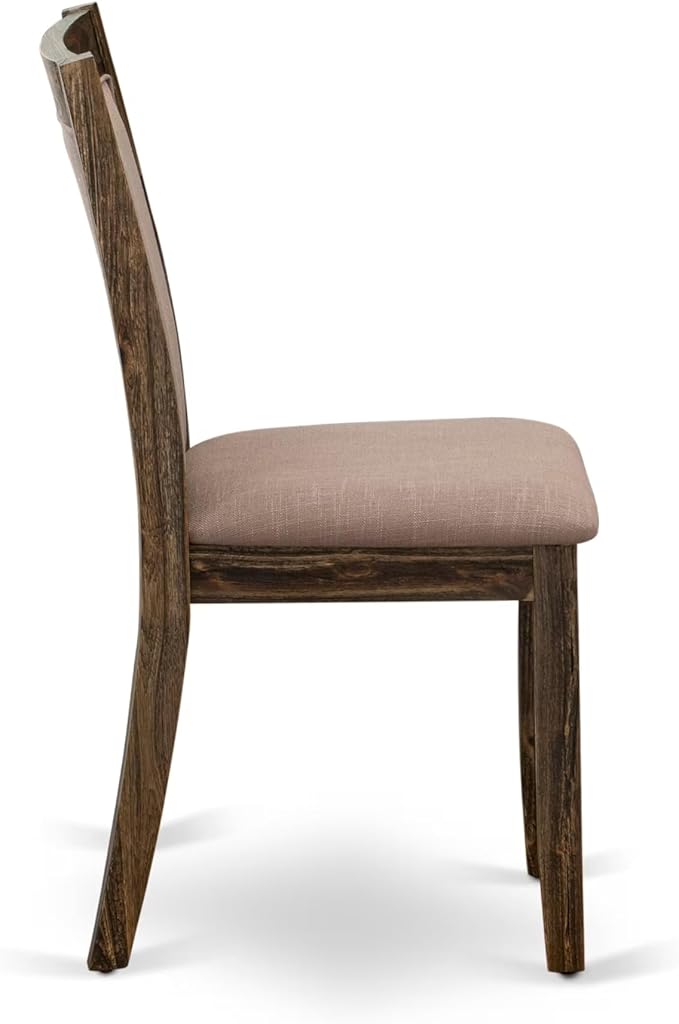 East West Furniture V727MZ748-6 6 Piece Dinette Set Contains a Rectangle Dining Room Table with V-Legs and 4 Coffee Linen Fabric Parson Chairs with a Bench, 40x72 Inch, Multi-Color