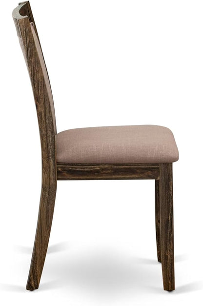East West Furniture V797MZ748-5 5 Piece Modern Dining Table Set Includes a Rectangle Wooden Table with V-Legs and 4 Coffee Linen Fabric Upholstered Chairs, 40x72 Inch, Multi-Color