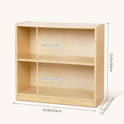 OOOK Montessori Toy Shelf, Kids Bookshelf and Toy Storage, Small Bookshelf for Kids, 2-Tier Wooden Storage Shelves for Classroom, Kindergarten, Kids Room, Playroom, Daycare Center and More