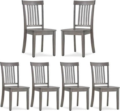 COLAMY Wooden Dining Chairs Set of 6, Spindle High Back Windsor Kitchen Side Chair, Farmhouse Dining Chairs for Kitchen and Dining Room, Light Grey