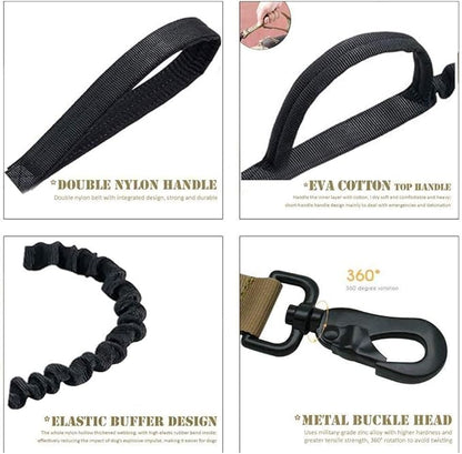 Xqpetlihai Tactical Dog Collar and Leash Set Adjustable Military Nylon Dog Collar with Control Handle and Heavy Duty Metal Buckle for Large Dogs （Black S
