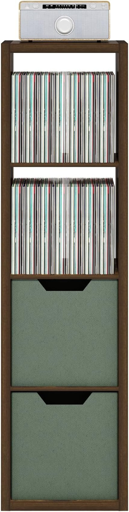 Furinno Cubicle Open Back Decorative Verticle Cube Storage Organizer, 4-Cube, Amber Pine