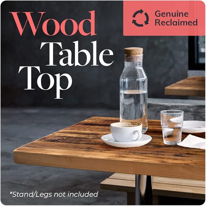Reclaimed Wood Table Top - Rustic Recycled Wooden Piece Perfect for Kitchens, Dining and Coffee Table Tops (Reclaimed Wood Table Top - Economy, 30" x 48")
