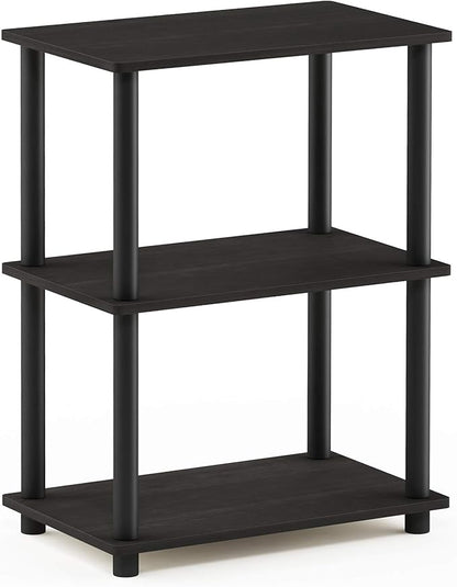 Furinno Turn-N-Tube No Tool 3-Tier Storage Shelf, Narrow, Espresso/Black
