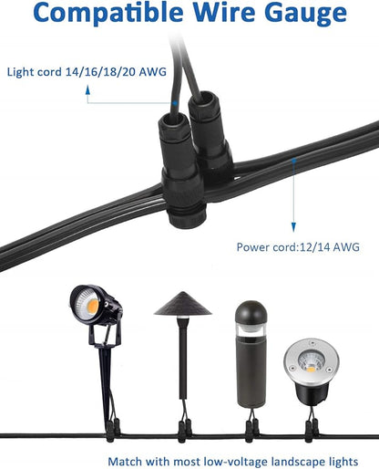 SUNVIE 100 Pack Landscape Lighting Wire Connectors 12-16 Gauge Low Voltage Landscape Lights Fastlock Wire Connector for Spotlight Garden Pathway Lights Work with Malibu Paradise Moonrays and More