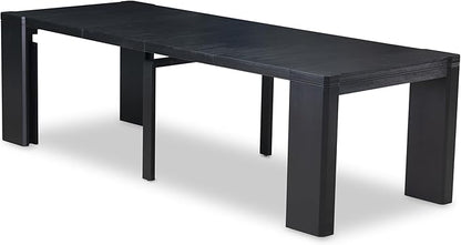 X12X1-0C6-24 14-pc Modern Dining Room Table Set a Rectangular Dining Table with a coffee Table and 12 Black Polyester Stackable Chair, 39x120 Inch, Wire Brushed Black