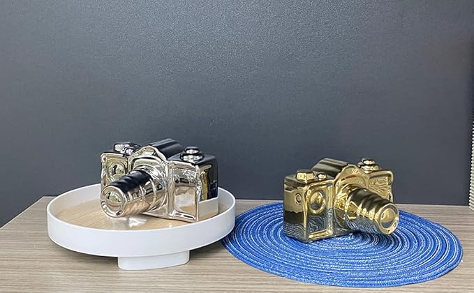 Artgenius Modern Camera Statue and Sculpture Sliver Home Decor,Ceramic Decorative Camera Sliver Table Decor for Shelf,Living Room,Bedroom